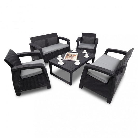 Set de mobilier de grădină Corfu Large II Lyon 6+1 în culoarea grafit