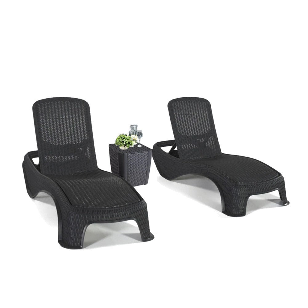 Set șezlonguri de grădină Atlantic Duo cu masă Luzon grafit