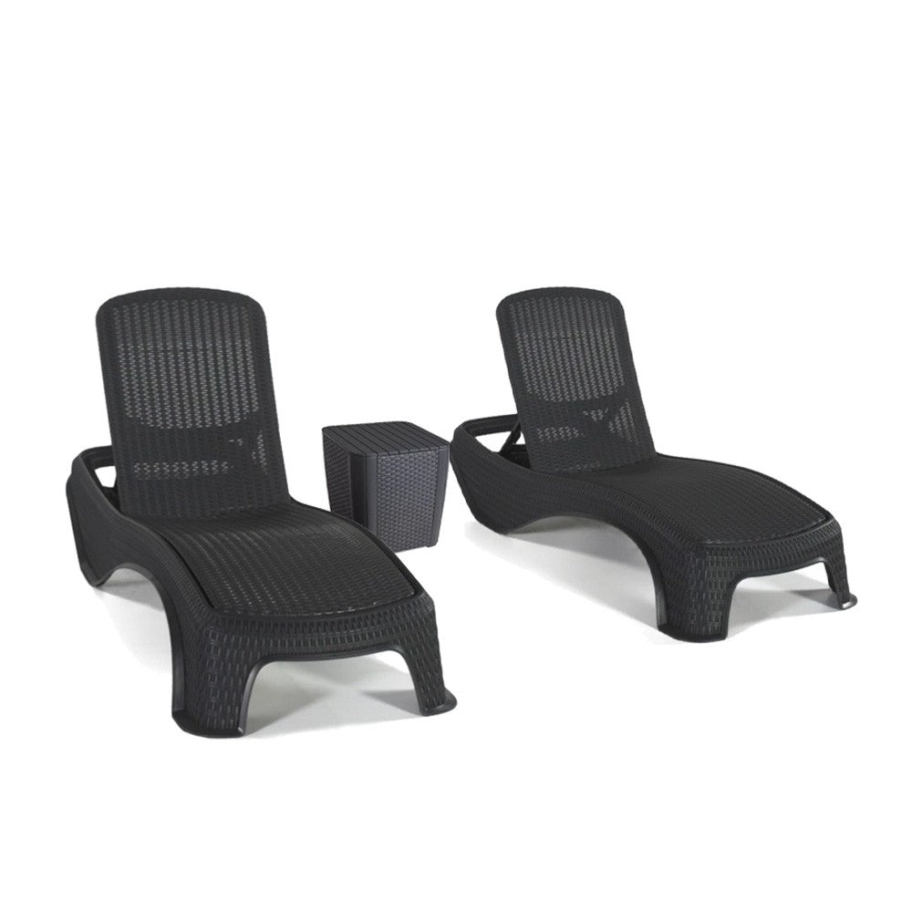 Set șezlonguri de grădină Atlantic Duo cu masă Luzon grafit