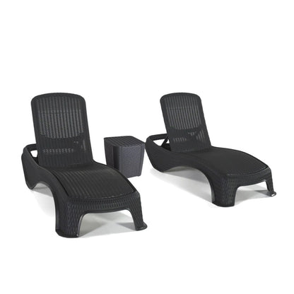 Set șezlonguri de grădină Atlantic Duo cu masă Luzon grafit