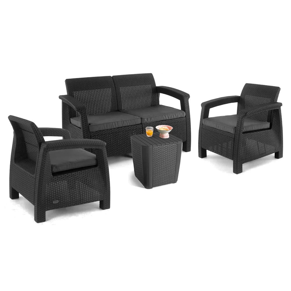 Set de mobilier de grădină Corfu Love Duo cu masă Luzon grafit