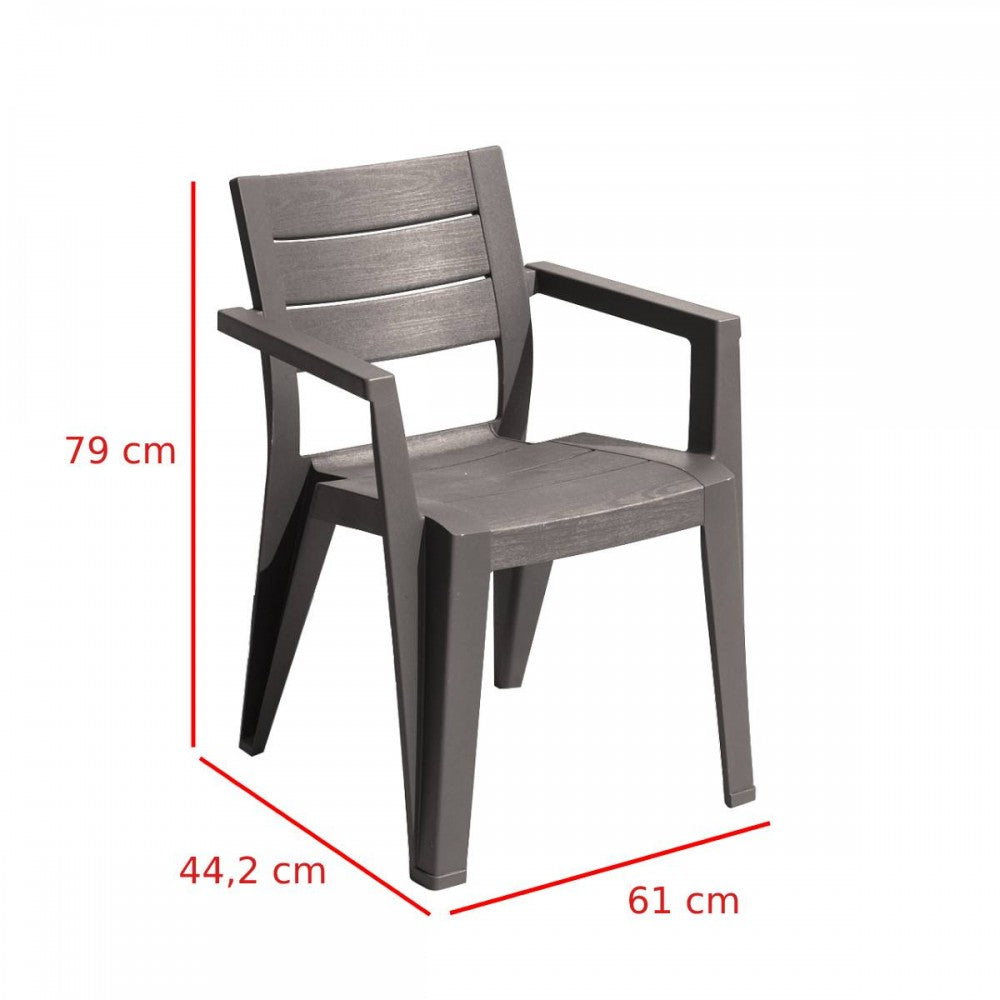 Scaun de grădină Julie din plastic cu cotiere cappuccino