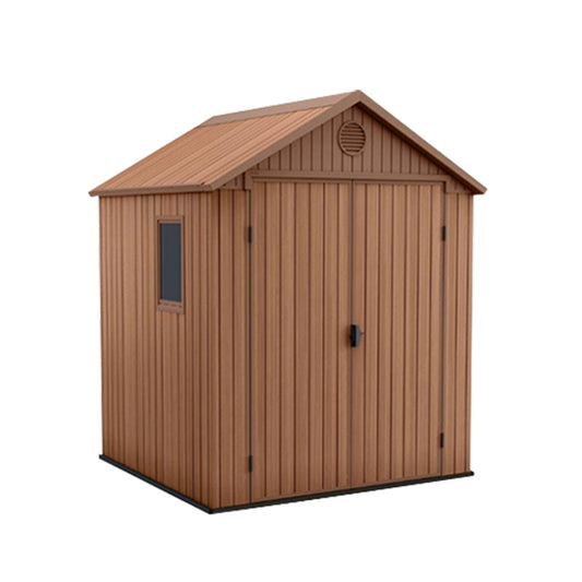Căsuță de grădină Darwin din plastic, 6x6, maro
