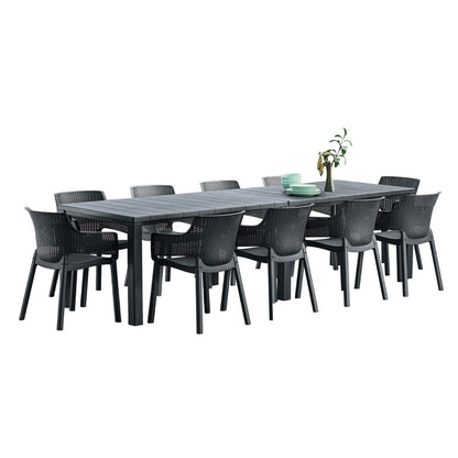 Set de mobilier de grădină Jueva cu 10 locuri, grafit