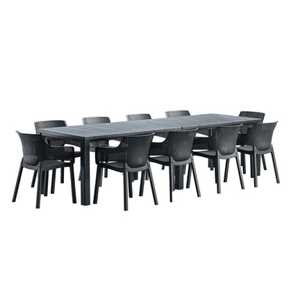 Set de mobilier de grădină Jueva cu 10 locuri, grafit