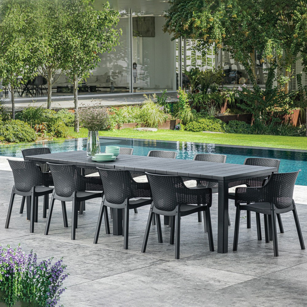 Set de mobilier de grădină Jueva cu 10 locuri, grafit