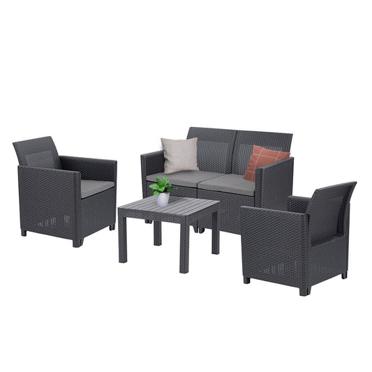 Set de mobilier de grădină Claire VI cu 4 locuri și masă Orlando, grafit