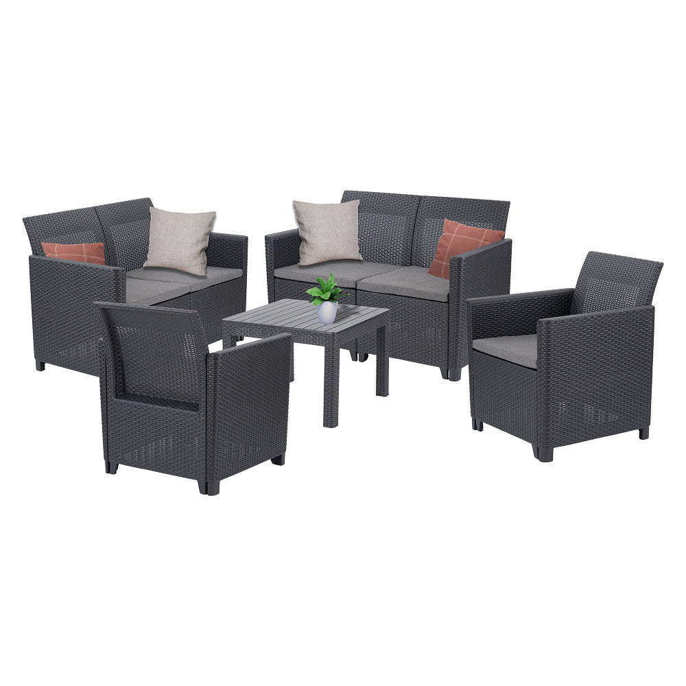 Set de mobilier de grădină Claire VI cu 6 locuri și masă Orlando, grafit