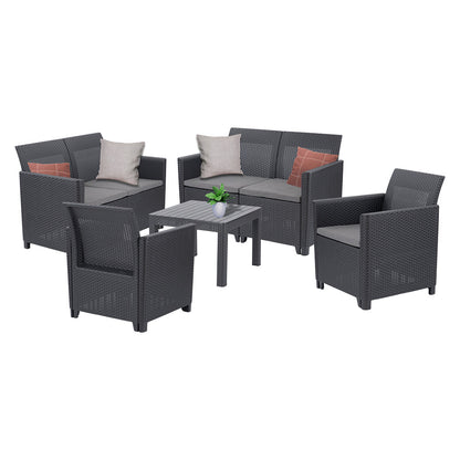 Set de mobilier de grădină Claire VI cu 6 locuri și masă Orlando, grafit
