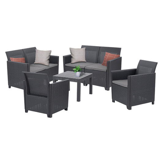 Set de mobilier de grădină Claire VI cu 6 locuri și masă Orlando, grafit