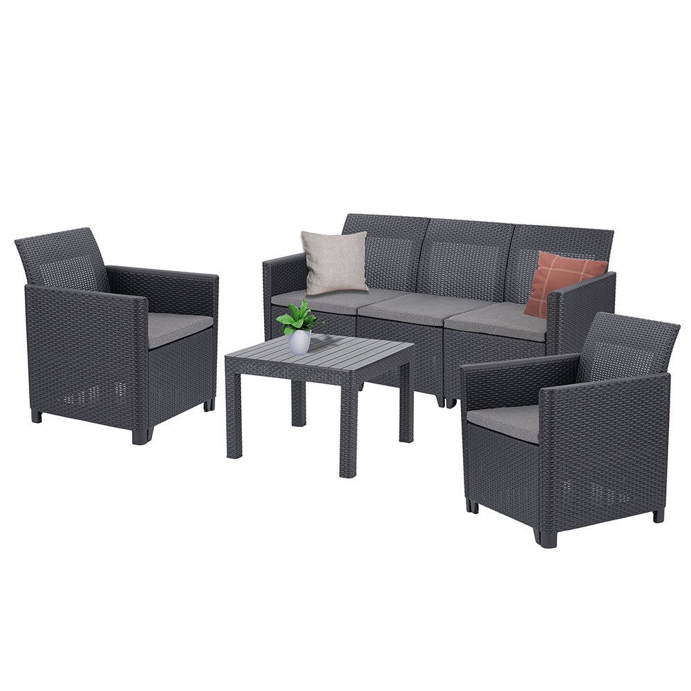 Set de mobilier de grădină Claire VI cu 5 locuri și masă Orlando, grafit