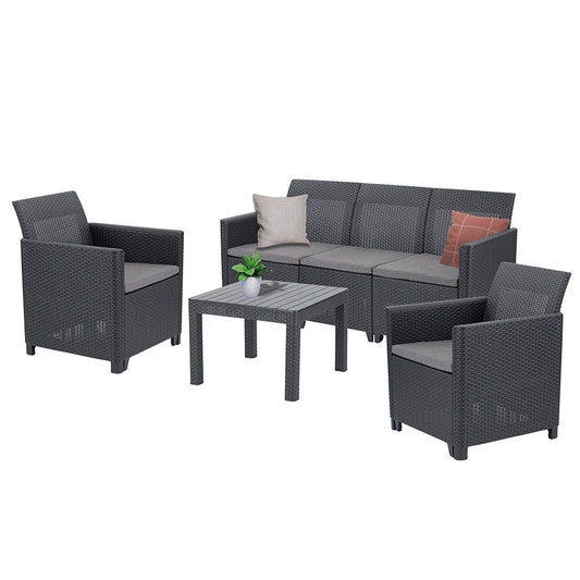 Set de mobilier de grădină Claire VI cu 5 locuri și masă Orlando, grafit