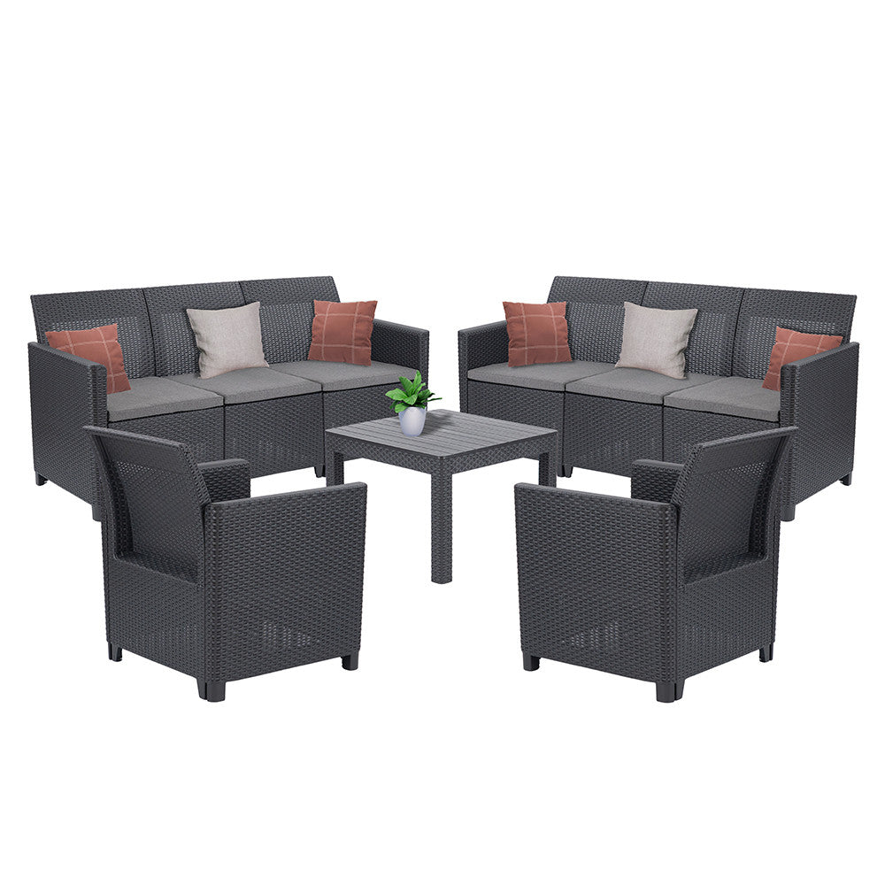 Set de mobilier de grădină Claire VI cu 8 locuri și masă Orlando, grafit