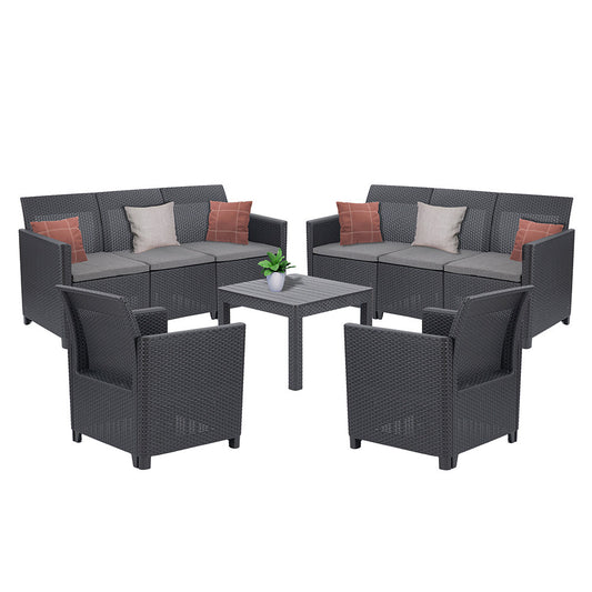 Set de mobilier de grădină Claire VI cu 8 locuri și masă Orlando, grafit