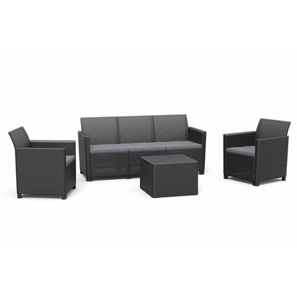 Set de mobilier de grădină Claire cu 5 locuri și masă cu perne, grafit