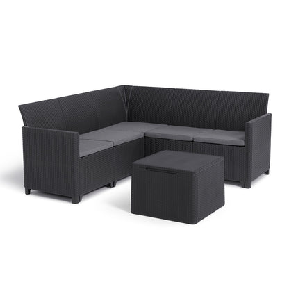 Set de colț de grădină Claire cu 5 locuri și masă cu perne, grafit