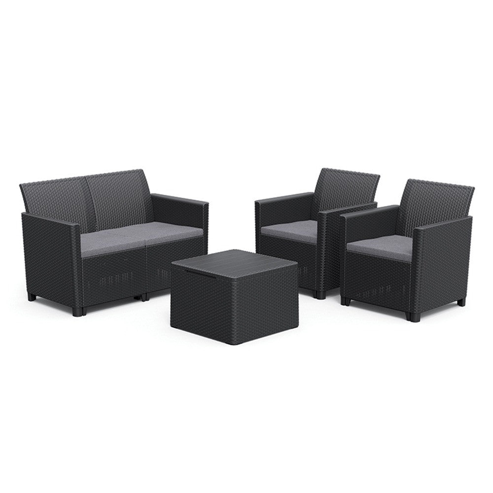 Set de mobilier de grădină Claire cu 4 locuri și masă cu perne, grafit