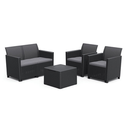 Set de mobilier de grădină Claire cu 4 locuri și masă cu perne, grafit