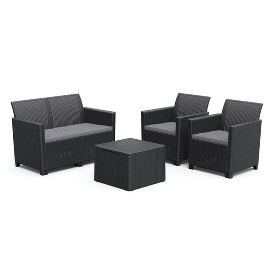Set de mobilier de grădină Claire cu 4 locuri și masă cu perne, grafit