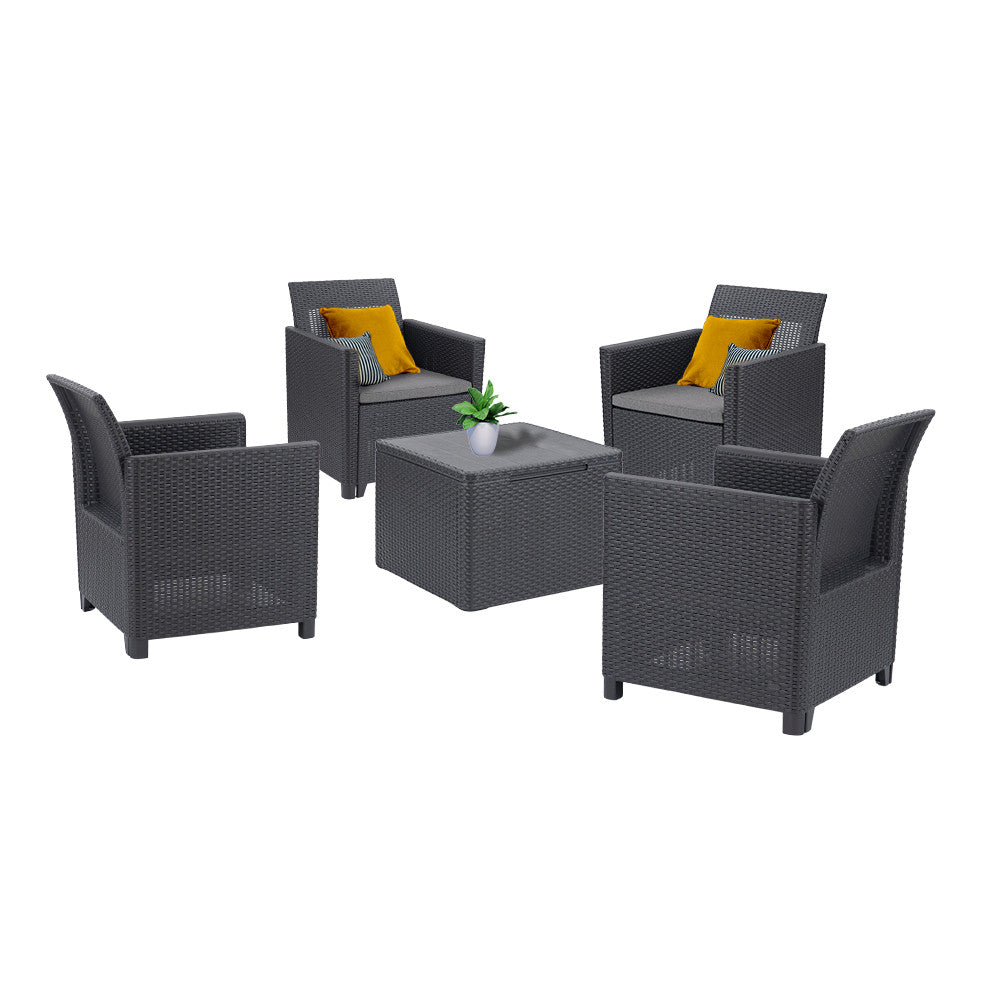 Set de mobilier de grădină Claire II cu 4 locuri, grafit