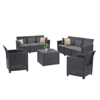 Set de mobilier de grădină Claire cu 8 locuri, grafit