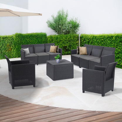 Set de mobilier de grădină Claire cu 8 locuri, grafit