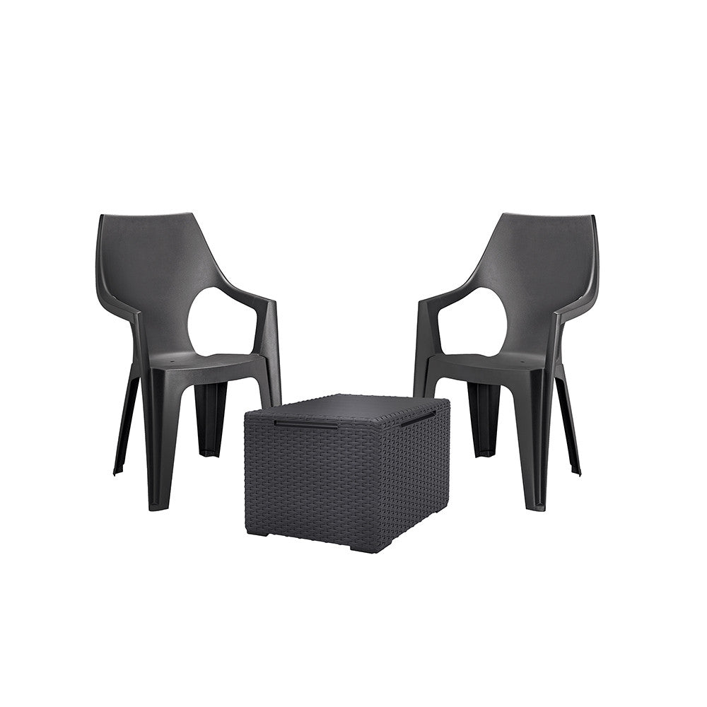 Set de mobilier de grădină Dante Balcony cu spătar înalt și masă Vigo, grafit
