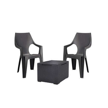 Set de mobilier de grădină Dante Balcony cu spătar înalt și masă Vigo, grafit
