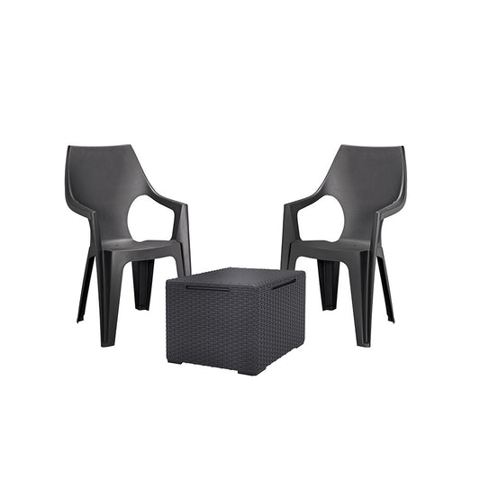 Set de mobilier de grădină Dante Balcony cu spătar înalt și masă Vigo, grafit