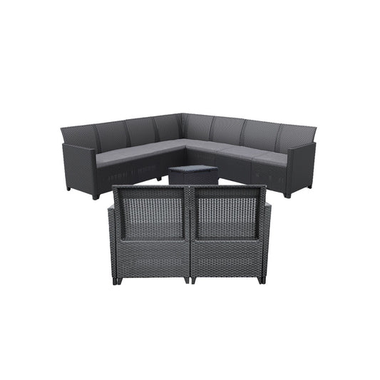Set de mobilier de grădină Claire V cu 9 locuri și masă Vigo cu depozitare, grafit