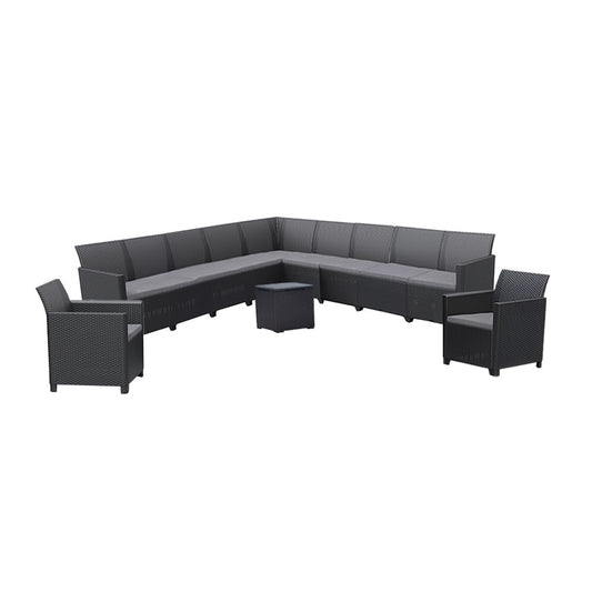 Set de mobilier de grădină Claire IV cu 11 locuri și masă de depozitare Vigo, grafit