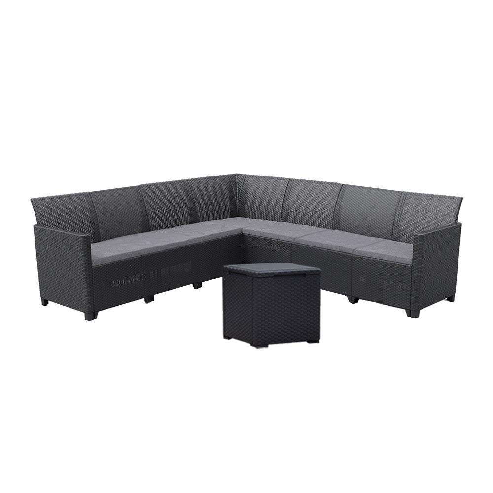 Set de mobilier de grădină Claire IV cu 7 locuri și masă de depozitare Vigo, grafit