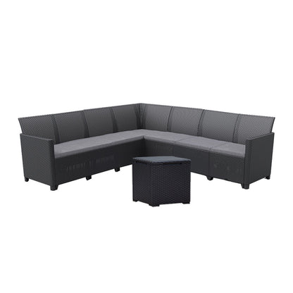 Set de mobilier de grădină Claire IV cu 7 locuri și masă de depozitare Vigo, grafit