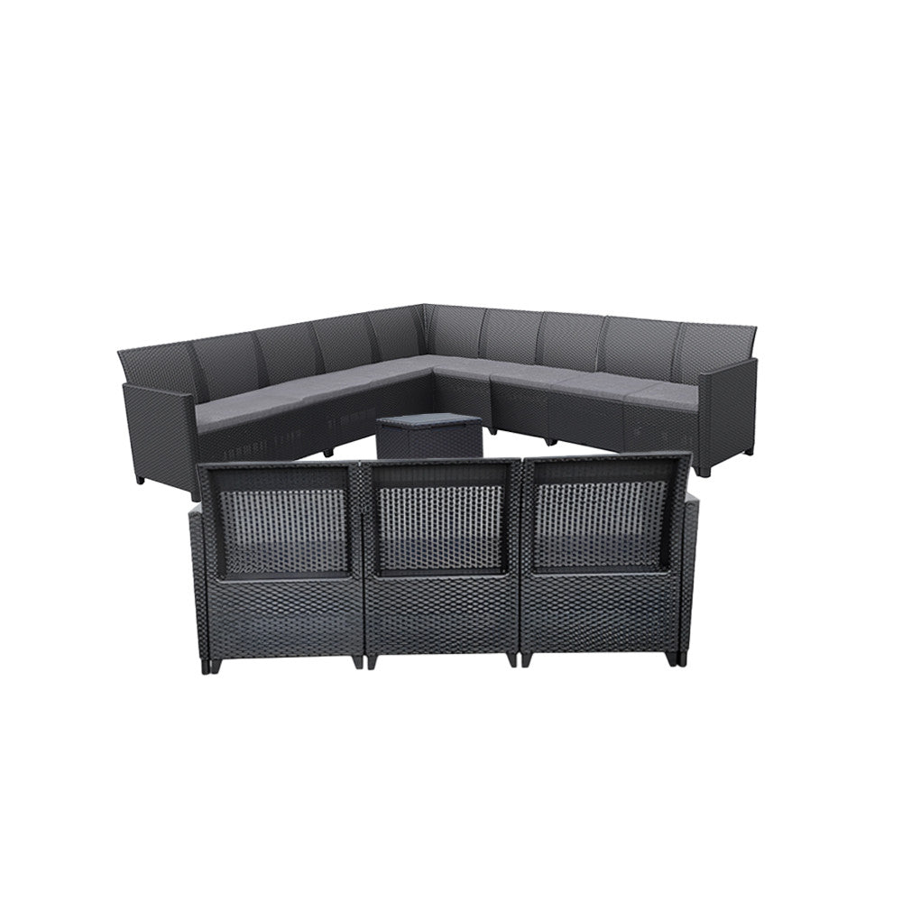 Set de mobilier de grădină Claire IV cu 12 locuri și masă de depozitare Vigo, grafit