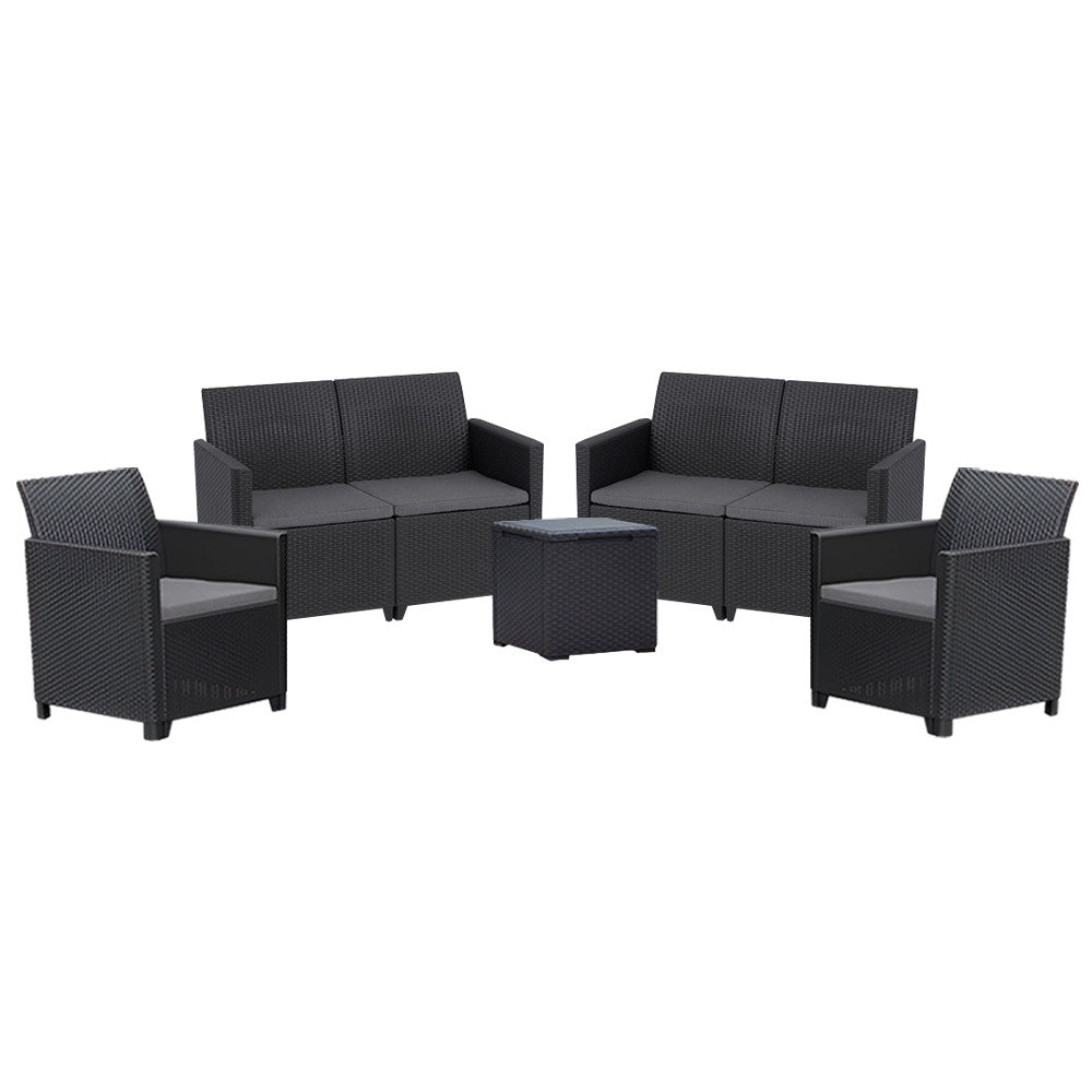 Set de mobilier de grădină Claire IV cu 6 locuri și masă de depozitare Vigo, grafit