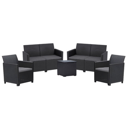 Set de mobilier de grădină Claire IV cu 6 locuri și masă de depozitare Vigo, grafit