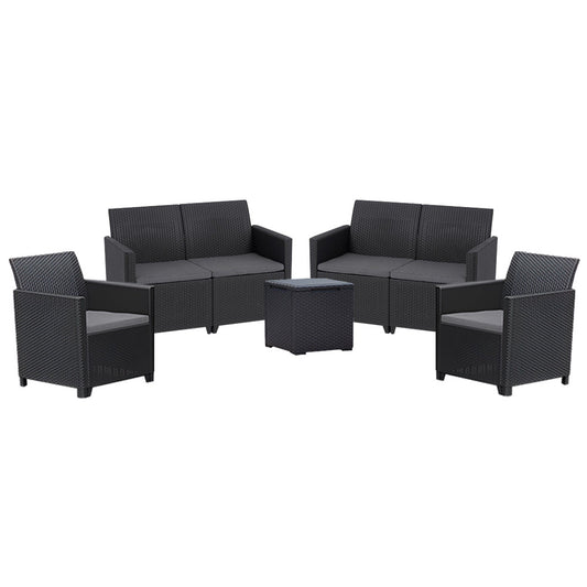 Set de mobilier de grădină Claire IV cu 6 locuri și masă de depozitare Vigo, grafit