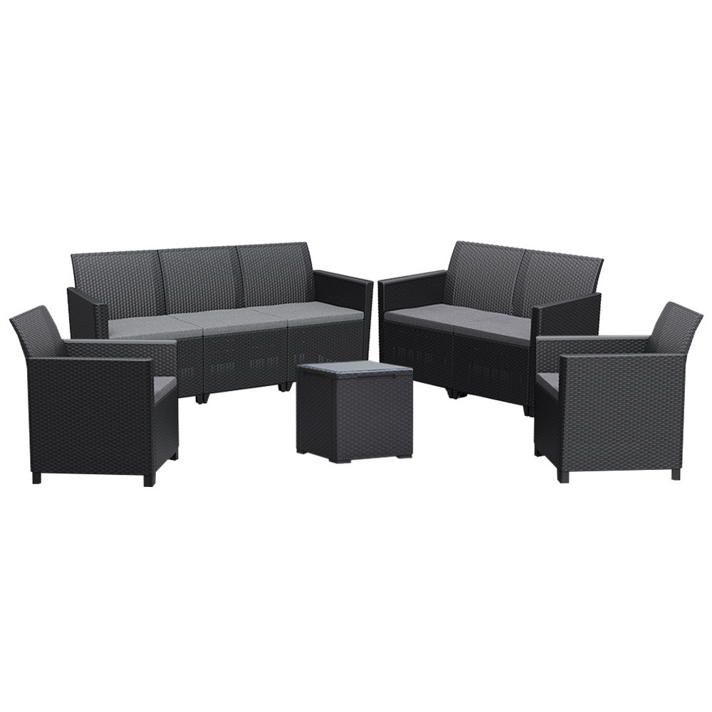 Set de mobilier de grădină Claire V cu 7 locuri și masă de depozitare Vigo, grafit