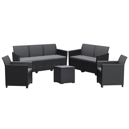 Set de mobilier de grădină Claire V cu 7 locuri și masă de depozitare Vigo, grafit