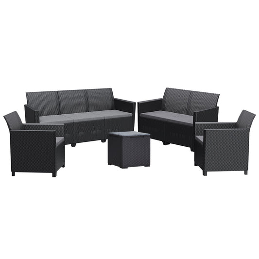 Set de mobilier de grădină Claire V cu 7 locuri și masă de depozitare Vigo, grafit