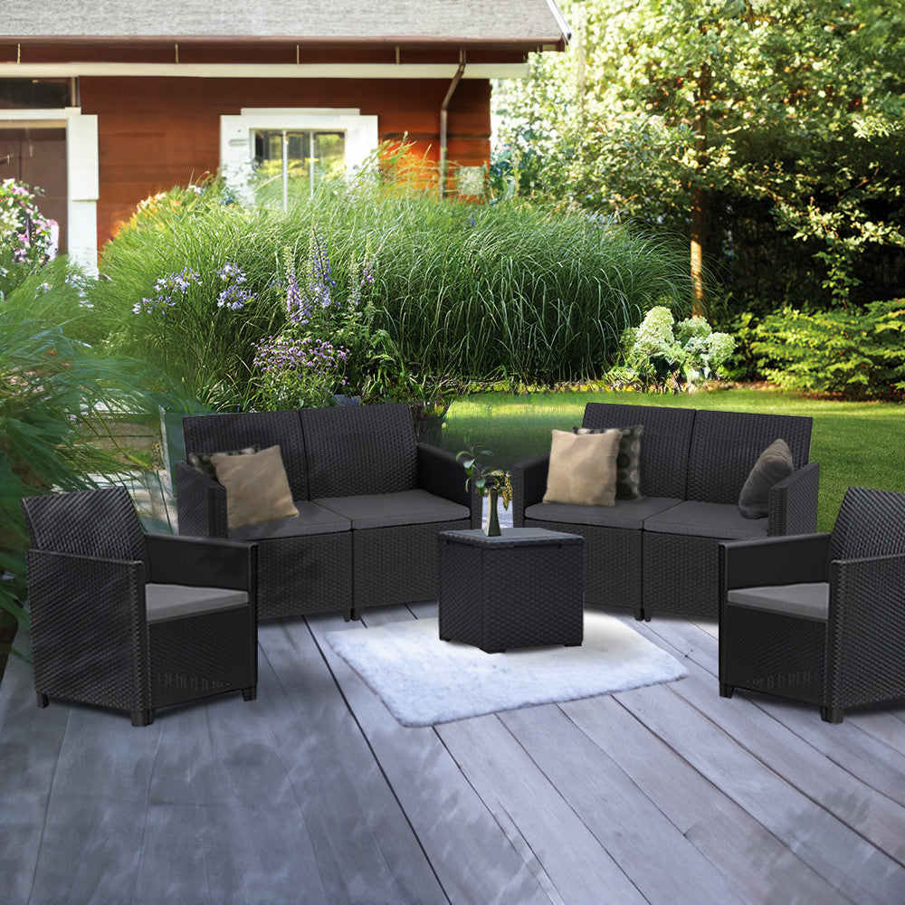 Set de mobilier de grădină Claire IV cu 6 locuri și masă de depozitare Vigo, grafit