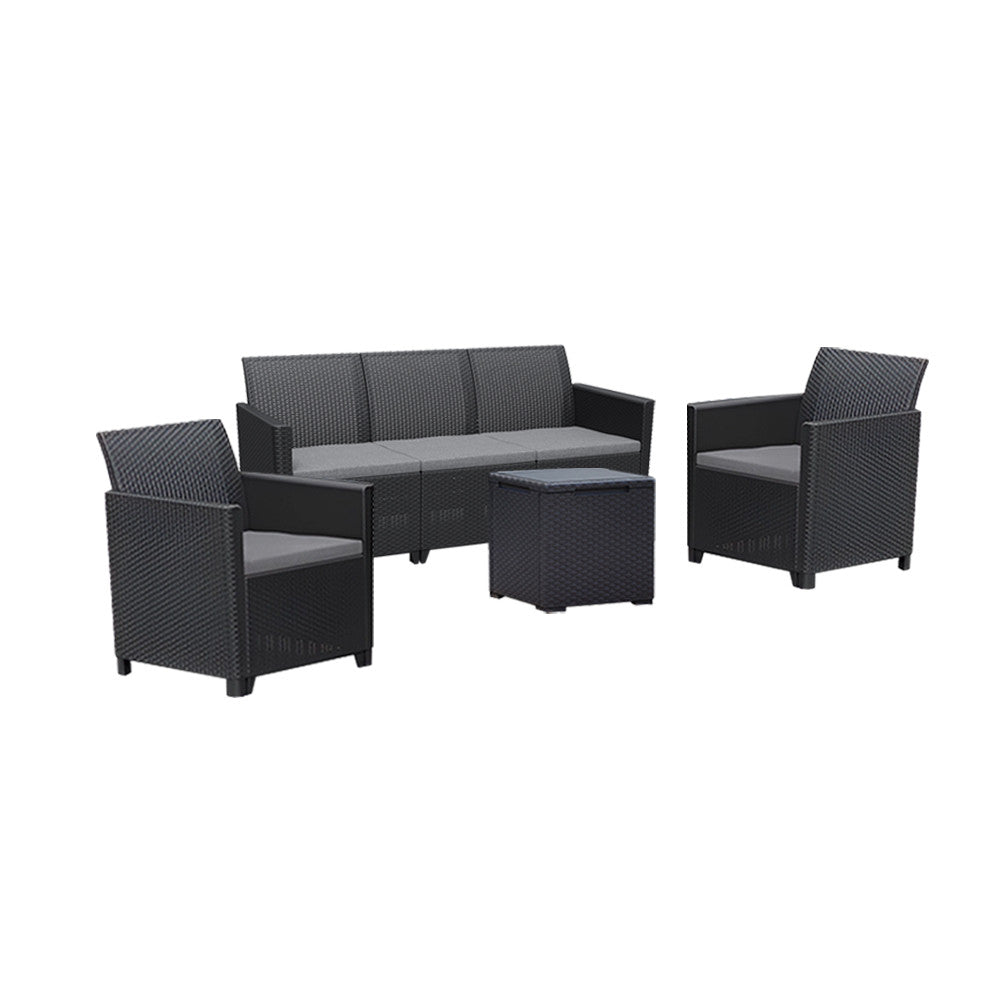 Set de mobilier de grădină Claire IV cu 5 locuri și masă de depozitare Vigo, grafit