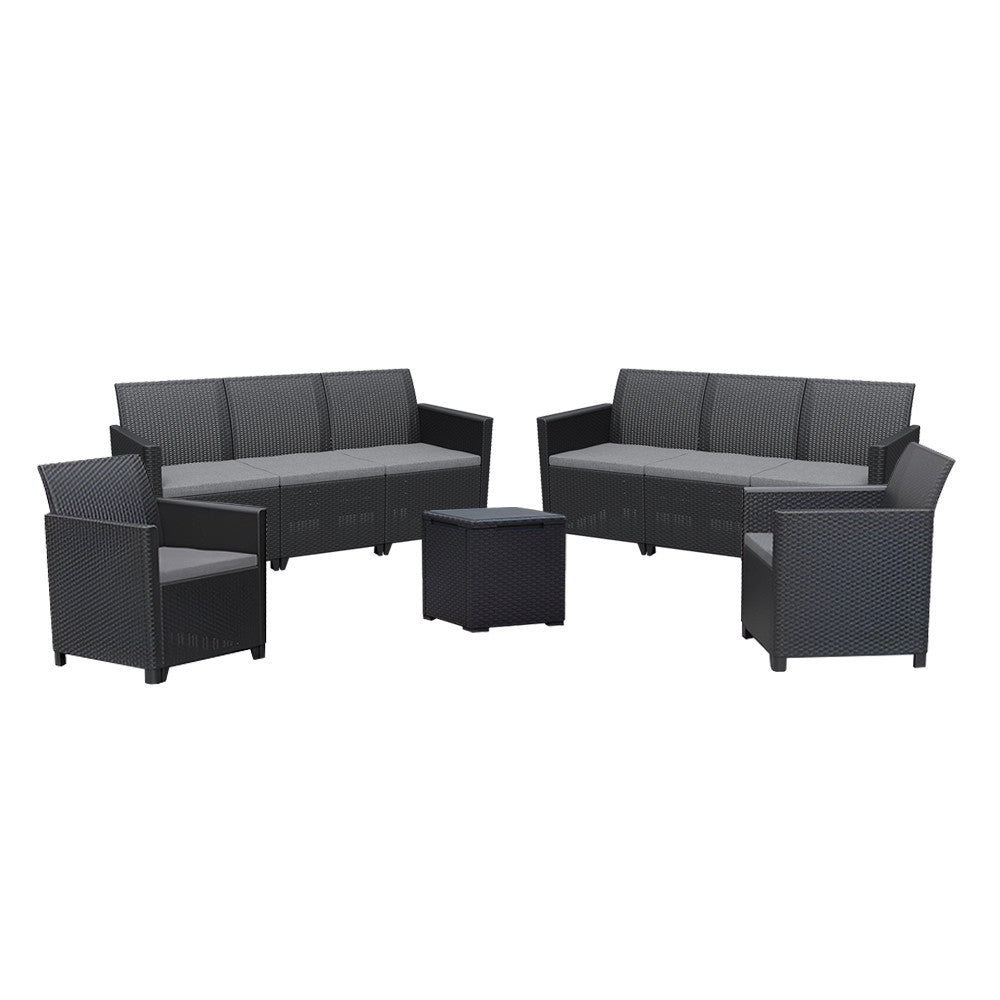 Set de mobilier de grădină Claire IV cu 8 locuri și masă de depozitare Vigo, grafit