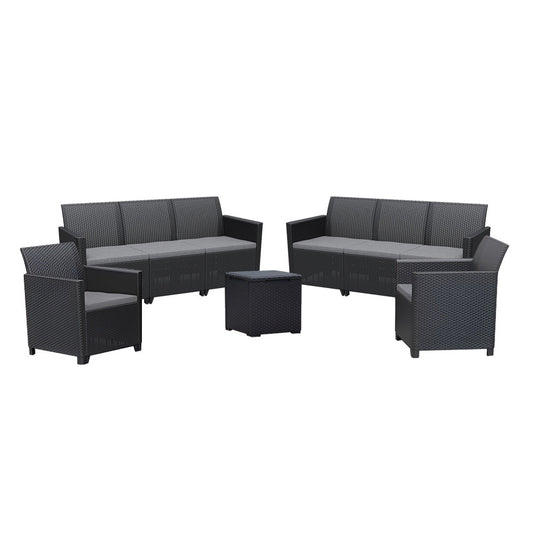 Set de mobilier de grădină Claire IV cu 8 locuri și masă de depozitare Vigo, grafit