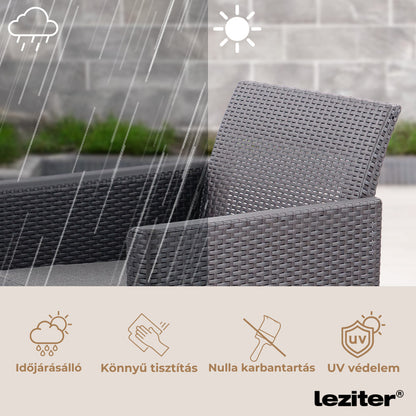 Set de mobilier de grădină Claire V cu 4 locuri și masă de depozitare Vigo, grafit