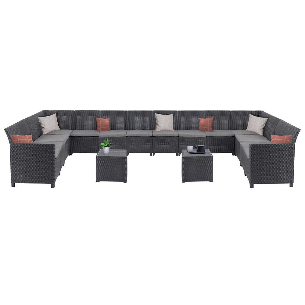 Set de mobilier de grădină Claire IV cu 14 locuri și masă de depozitare Vigo, grafit