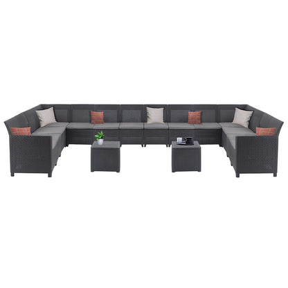 Set de mobilier de grădină Claire IV cu 14 locuri și masă de depozitare Vigo, grafit