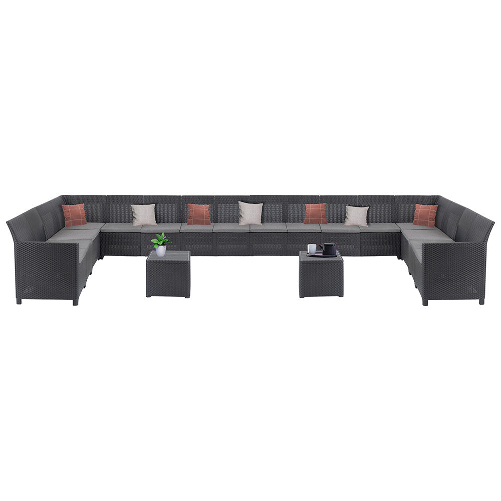Set de mobilier de grădină Claire IV cu 18 locuri și masă de depozitare Vigo, grafit