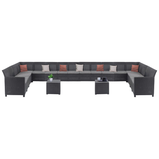 Set de mobilier de grădină Claire IV cu 18 locuri și masă de depozitare Vigo, grafit