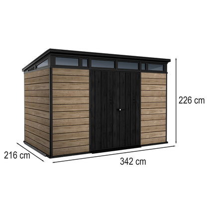 Căsuță de grădină Signature PENT 11x7 din plastic, lemn de frasin